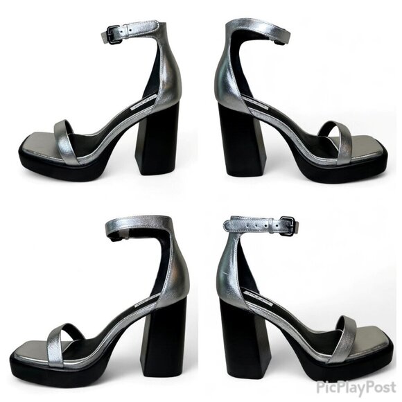 Rag & Bone Women's Silver Leather Matrix Platform Sandal, US 8, EU 38, NIB - Picture 10 of 14